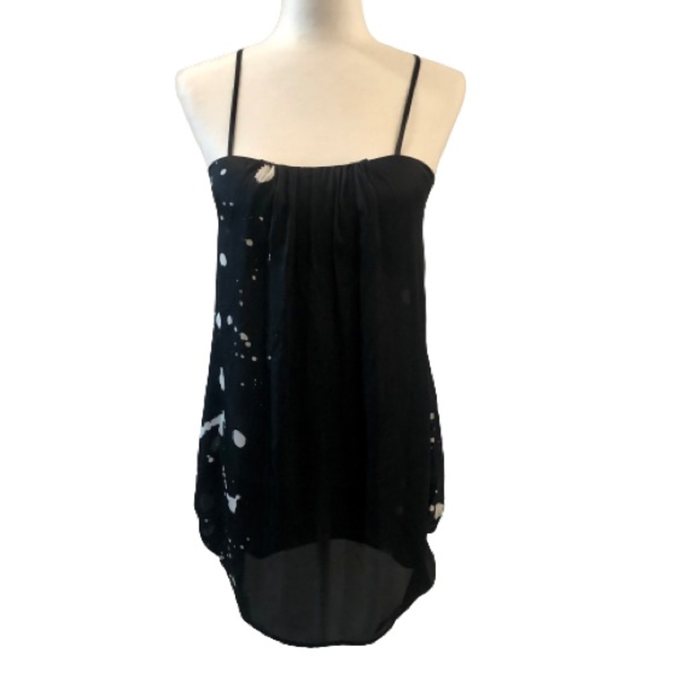 Janette black and white silhouette mini dress adjustable spaghetti straps small